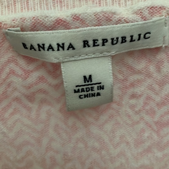 Banana Republic: Pink/Cream cardigan sweater- abstract pattern- lightweight- M - Picture 2 of 16